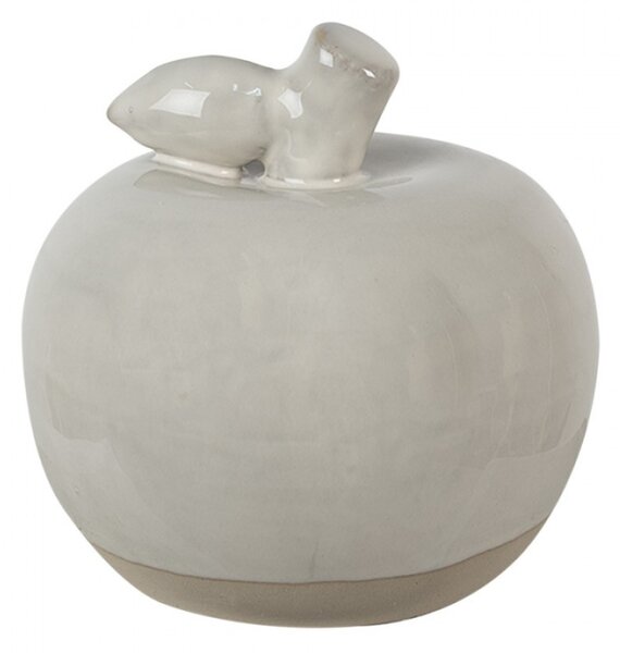 Béžové porcelánové dekorační jablko s lístkem Camlo XS – 6 cm