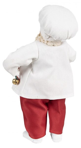 Bílá vánoční dekorace Santa Claus s kuchařskou čepicí a řetězem se třemi perníčky – 27 cm