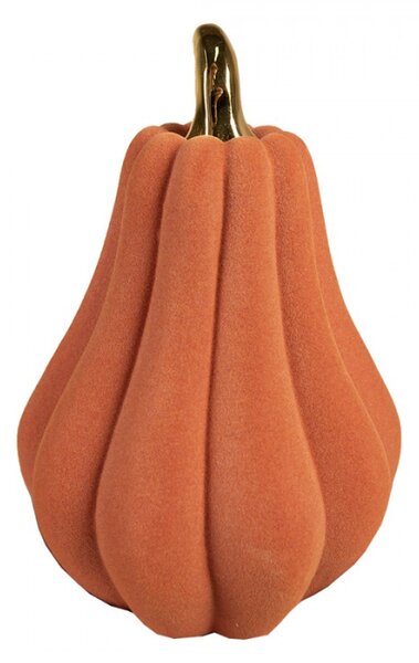 Oranžová keramická dekorační dýně se zlatým stonkem Mirre – 13x19 cm