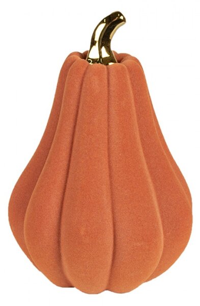 Oranžová keramická dekorační dýně se zlatým stonkem Mirre – 13x19 cm