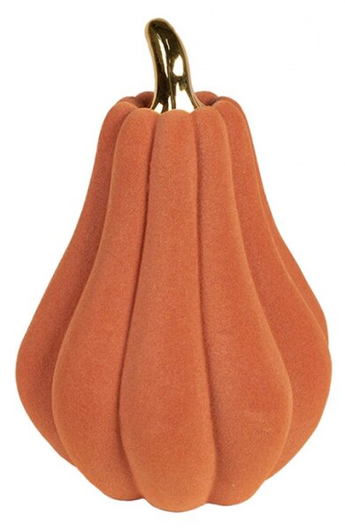 Oranžová keramická dekorační dýně se zlatým stonkem Mirre – 13x19 cm