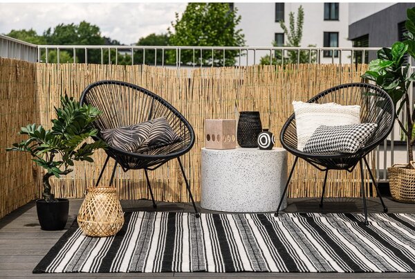 Černo-bílý oboustranný venkovní koberec z recyklovaného plastu Green Decore Zambezi, 80 x 180 cm