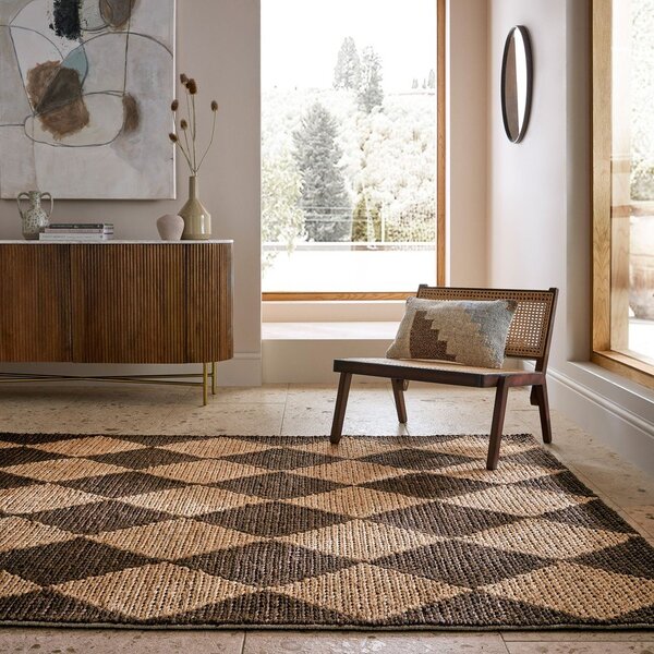 Hnědý/v přírodní barvě ručně tkaný koberec s příměsí juty 120x170 cm Effie Diamond – Flair Rugs