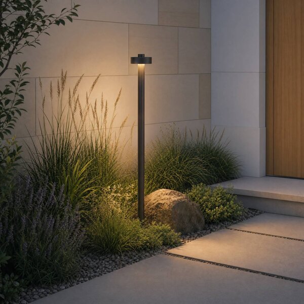 Lucande LED osvětlení cesty Nirella, 100 cm, černé, IP65, Černá, kov, Moderní