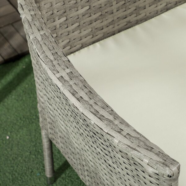 Outsunny Zahradní lavice pro 2 osoby s centrálním konferenčním stolkem, zahradní pohovka z oceli, PE ratan a polyester, 137x59x82 cm, šedá a krémová |