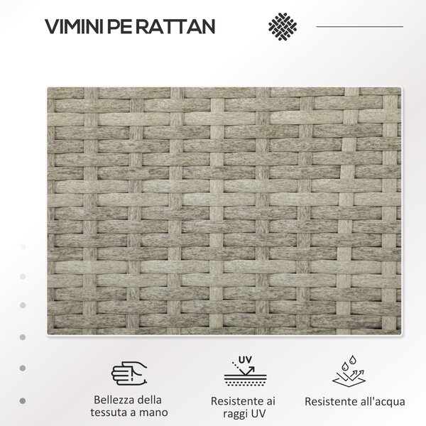 Outsunny Zahradní lavice pro 2 osoby s centrálním konferenčním stolkem, zahradní pohovka z oceli, PE ratan a polyester, 137x59x82 cm, šedá a krémová |