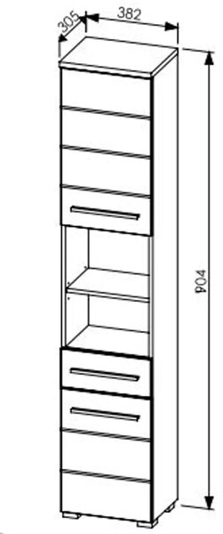 Szynaka Vysoká koupelnová skříňka Swing II 70 38 cm černá/dub Artisan