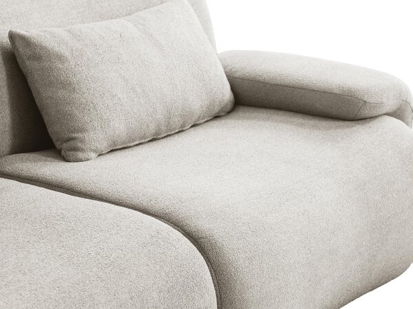 MILYSOFA SOFATIME – 5místná modulární rohová pohovka s lehátkem, krémově béžová, jemná bouclé látka