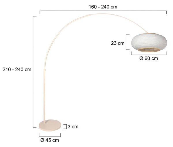 Steinhauer Stojací lampa Sparkled Light v krémové barvě s šedým plátěným potahem, 240 cm, Krémová / jantar, Obývací pokoj / jídelna, kov