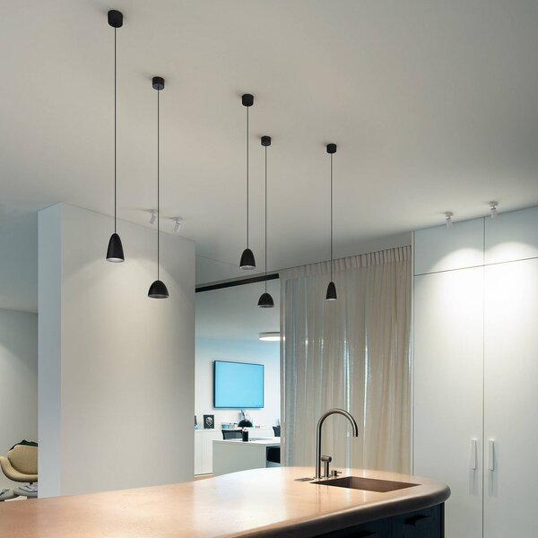 Wever & Ducré Lighting WEVER DUCRÉ LED závěsné světlo Cozy Zone 1.0, černá, 2 700 K, Černá, Obývací pokoj / jídelna, Hliník, Moderní