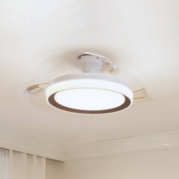 Philips Stropní ventilátor Bliss s LED osvětlením, zlatý/bílý, tichý,, stmívatelný, Bílá / opál, Obývací pokoj / jídelna, kov, Moderní