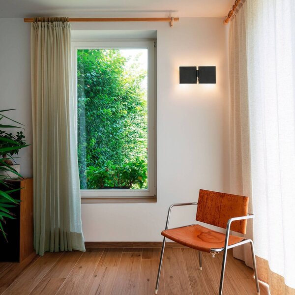 Wever & Ducré Lighting WEVER DUCRÉ nástěnné světlo CG Square černá, šířka 21 cm, 2žárovková, Černá, Obývací pokoj / jídelna, kov, Moderní