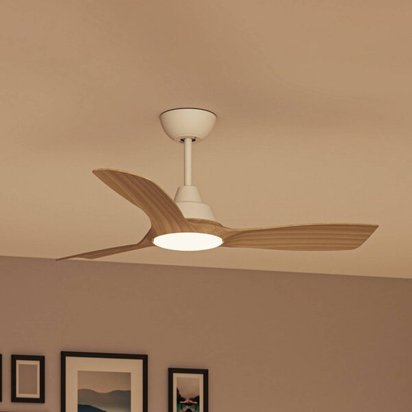Philips Ventilátor LED Olas, Ø 106 cm, hnědý/bílý,, stmívatelný, Bílá / opál, Obývací pokoj / jídelna, Plast, Moderní