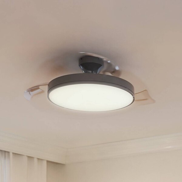 Philips Stropní ventilátor LED Atlas, nikl, tichý,, stmívatelný, Hliník / šedá / zinek, Obývací pokoj / jídelna, kov, Moderní