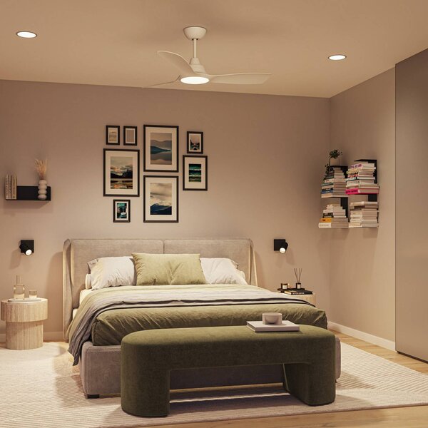 Philips Stropní ventilátor LED, pevný, Ø 132 cm, bílý,, stmívatelný, Bílá / opál, Obývací pokoj / jídelna, Plast, Moderní