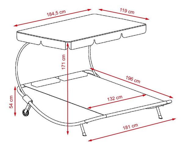 Relaxační lehátko pro 2 osoby Craftfield Bahama, černá