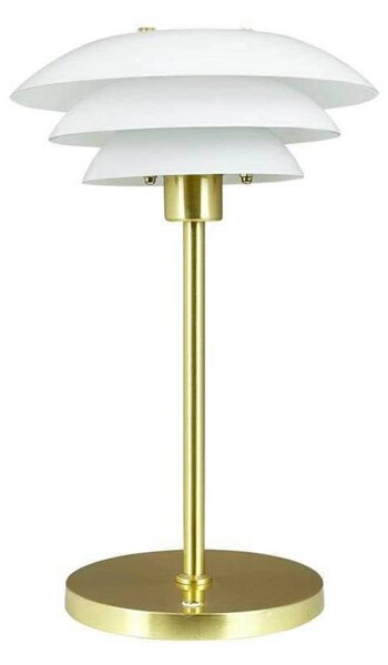 Dyberg Larsen LED stolní lampa DL20 na baterie, výška 30 cm, sklo, stmívatelný, Bílá / opál, Obývací pokoj / jídelna, kov, Design