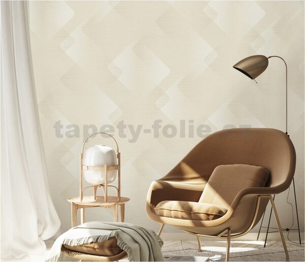 Vliesové tapety na zeď Elysium 10479-02, rozměr 10,05 m x 0,53 m, moderní geometrický vzor krémový, Erismann