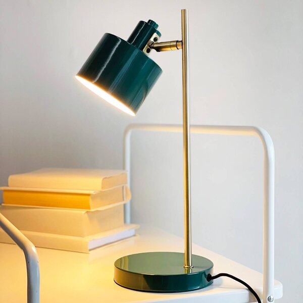 Dyberg Larsen Stolní lampa Ocean, tmavě zelená, výška 43 cm, Zelená, Obývací pokoj / jídelna, kov, Design