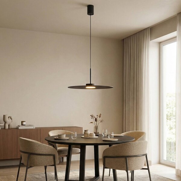 Nowodvorski Lighting Závěsné světlo Simone, černé, ocel, Ø 40 cm, GX53, stmívatelný, Černá, Obývací pokoj / jídelna, kov, Moderní