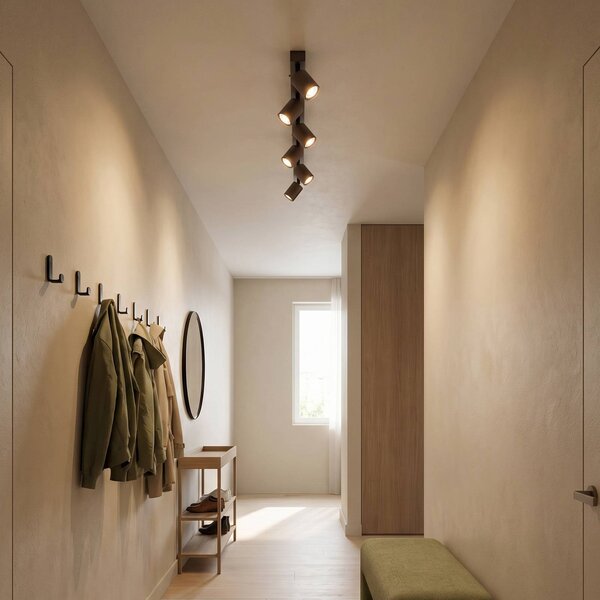 TK Lighting Stropní bodové topení, nastavitelné, hnědé, lineární se šesti plameny, stmívatelný, Hnědá / rez, Obývací pokoj / jídelna, kov, Moderní, Stropní svítidlo