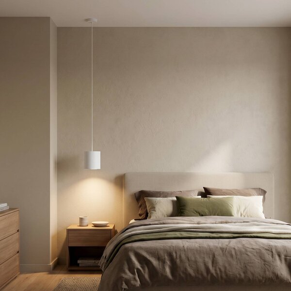 Nowodvorski Lighting Závěsné světlo Point Duo, bílé, ocel, Ø 13 cm, GU10, stmívatelný, Bílá / opál, Obývací pokoj / jídelna, kov, Moderní