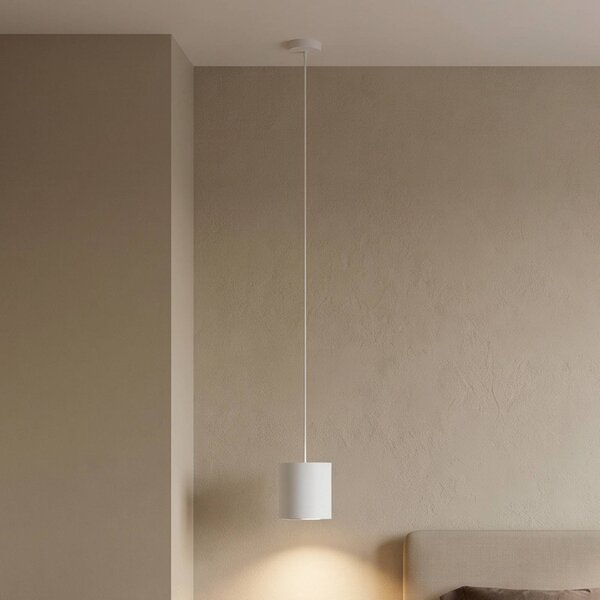 Nowodvorski Lighting Závěsné světlo Point Duo, bílé, ocel, Ø 13 cm, GU10, stmívatelný, Bílá / opál, Obývací pokoj / jídelna, kov, Moderní