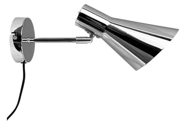 Dyberg Larsen Nástěnné světlo DL12, chrom, kabel, E27, kov, Chrom / stříbro, Obývací pokoj / jídelna, kov, Design