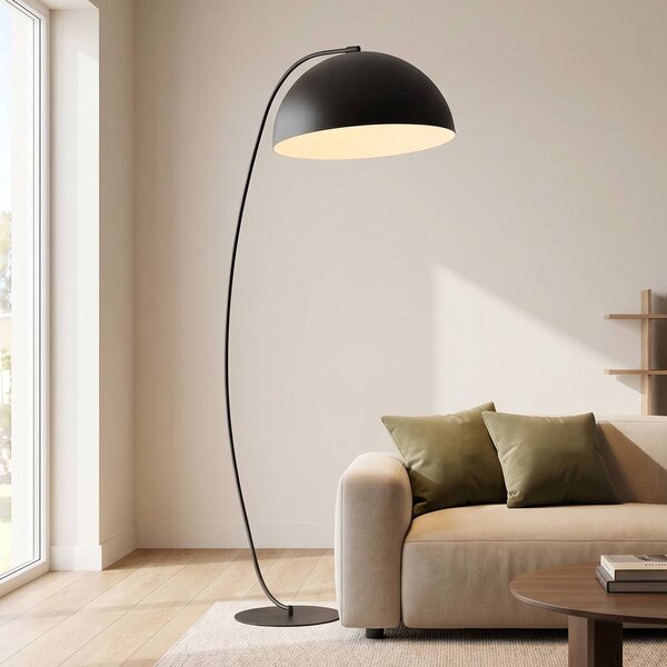 EMIBIG LIGHTING Stojací lampa Arcos, černá, výška 150 cm, kov, Černá, Obývací pokoj / jídelna, kov, Moderní