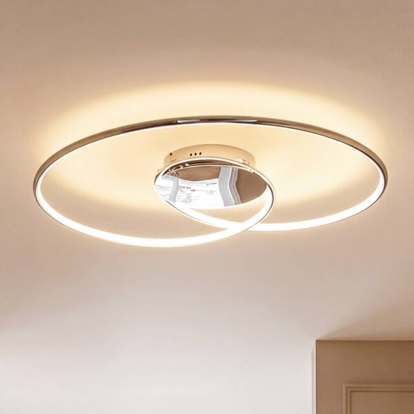 Lindby LED stropní svítidlo Joline, Ø 74 cm, chromová barva, kov, Chrom / stříbro, Obývací pokoj / jídelna, kov, Moderní