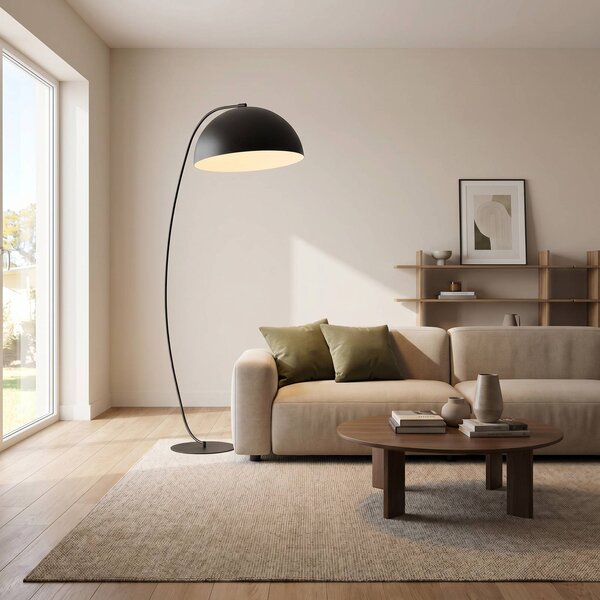 EMIBIG LIGHTING Stojací lampa Arcos, černá, výška 150 cm, kov, Černá, Obývací pokoj / jídelna, kov, Moderní
