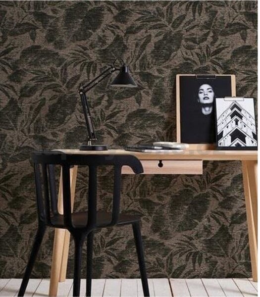Vliesové tapety na zeď Greenery 37219-2, rozměr 10,05 m x 0,53 m, hnědé tropické listy, A.S. Création