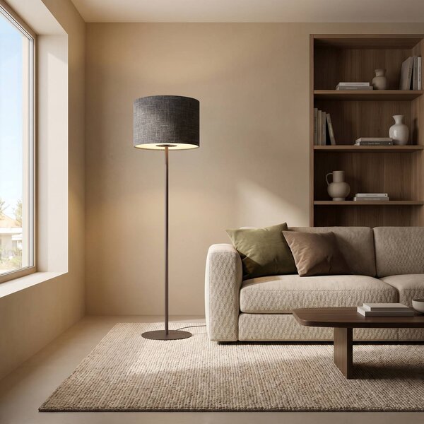 Nowodvorski Lighting Stojací lampa Amarela, černá melírovaná, textil, E27, Černá, Obývací pokoj / jídelna, Textil / tkanina / hedvábí, Moderní