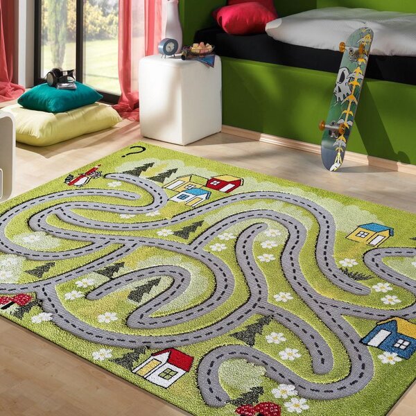 Makro Abra Dětský kusový koberec Uličky Color Kids 02 Cesta Domy zelený Rozměr: 100x150 cm