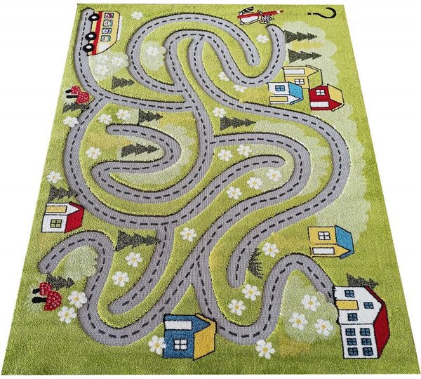 Makro Abra Dětský kusový koberec Uličky Color Kids 02 Cesta Domy zelený Rozměr: 100x150 cm