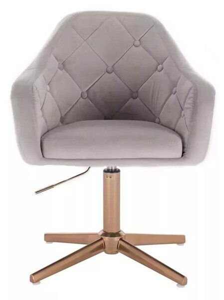 LuxuryForm DESIGN Křeslo ANDORA VELUR na zlatém kříži - světle šedé