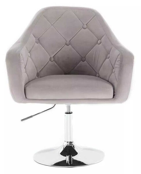 LuxuryForm DESIGN Křeslo ANDORA VELUR na stříbrném talíři - světle šedé