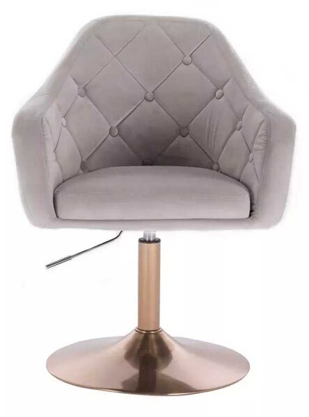 LuxuryForm DESIGN Křeslo ANDORA VELUR na zlatém talíři - světle šedé