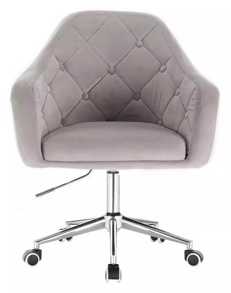 LuxuryForm DESIGN Křeslo ANDORA VELUR na stříbrné podstavě s kolečky - světle šedé