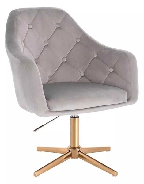 LuxuryForm DESIGN Křeslo ANDORA VELUR na zlatém kříži - světle šedé