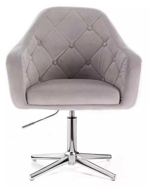 LuxuryForm DESIGN Křeslo ANDORA VELUR na stříbrném kříži - světle šedé