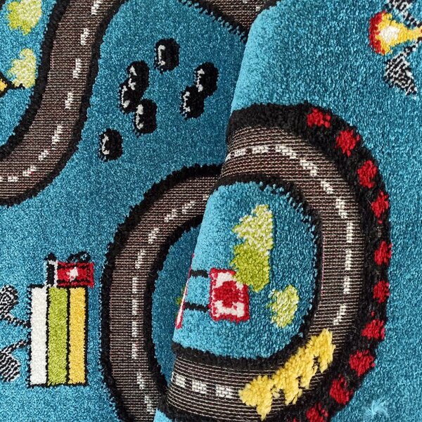 Makro Abra Dětský kusový koberec Uličky Color Kids 04 Závodní dráha Formule modrý Rozměr: 100x150 cm