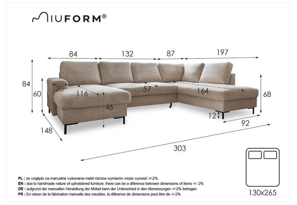 Hnědá rozkládací pohovka do "U" z imitace kůže Miuform Lofty Lilly Vintage, pravý roh
