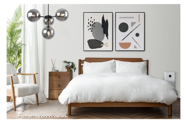 Light for home - Černé Závěsné Svítidlo se Zlatými Prvky a Regulací Délky, 4 Grafitová Transparentní Stínidla "IMPERIA", 4x40W, E14, Černá