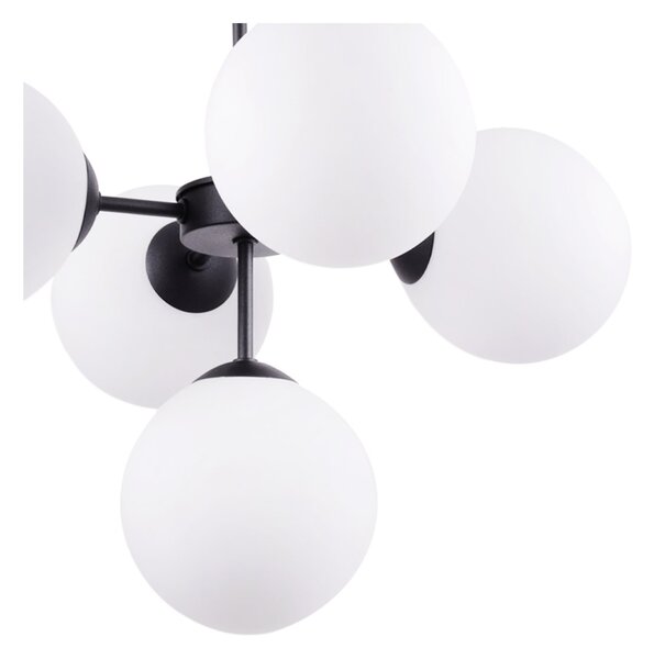Light for home - Stropní lampa s regulací v černém provedení, bílé stínidlo - stručný a elegantní "IMPERIA", 5x40W, E14, Černá