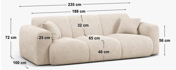 Béžová pohovka z textilie bouclé 235 cm Molino – Micadoni Home