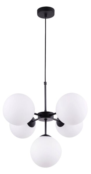 Light for home - Stropní lampa s regulací v černém provedení, bílé stínidlo - stručný a elegantní "IMPERIA", 5x40W, E14, Černá
