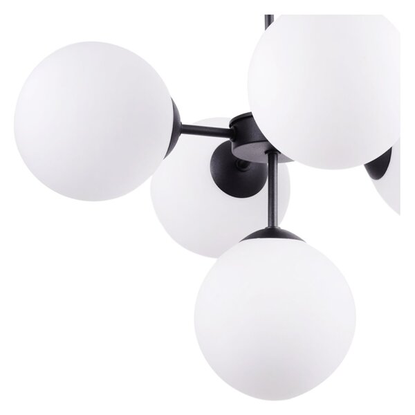 Light for home - Stropní lampa s regulací v černém provedení, bílé stínidlo - stručný a elegantní "IMPERIA", 5x40W, E14, Černá