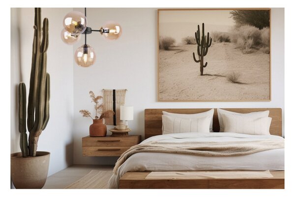 Light for home - Černozlaté kuchyňské závěsné svítidlo s regulací délky a medovými průhlednými stínidly"IMPERIA", 4x40W, E14, Černá