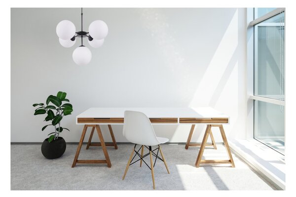Light for home - Stropní lampa s regulací v černém provedení, bílé stínidlo - stručný a elegantní "IMPERIA", 5x40W, E14, Černá